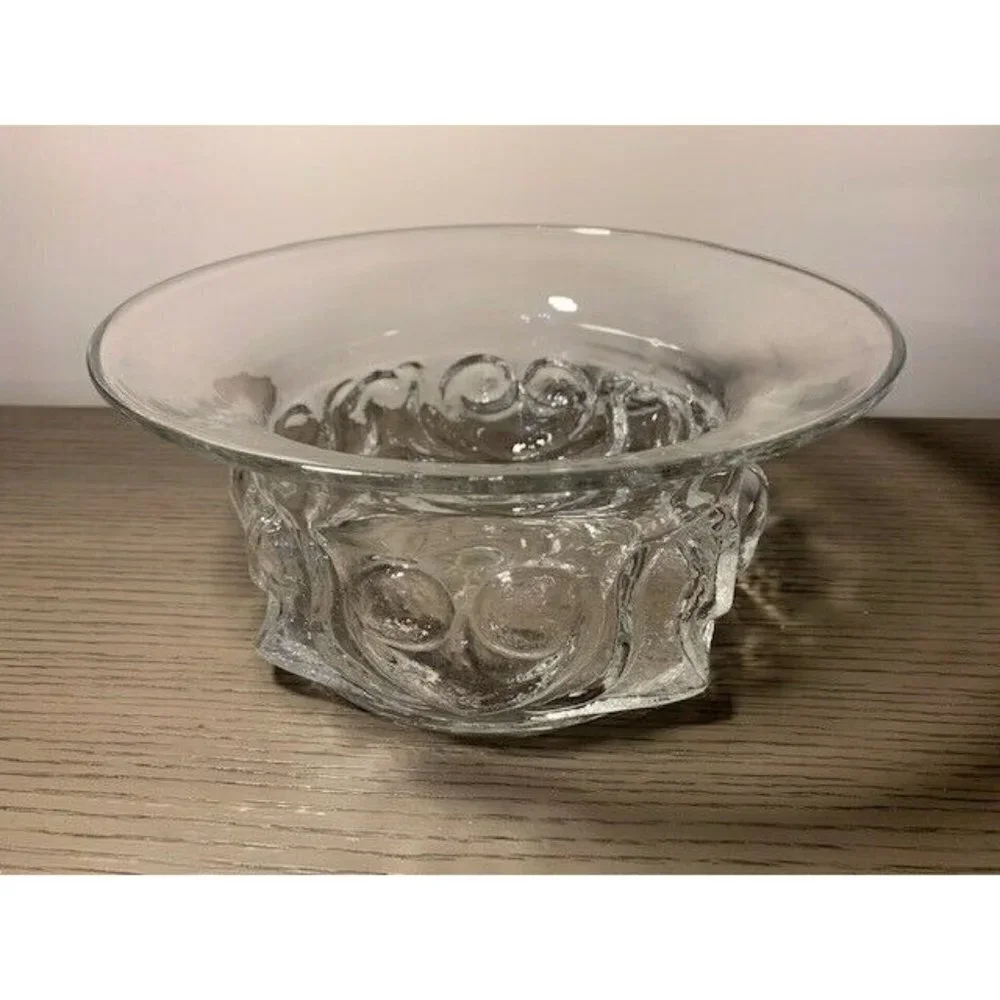 Large Vintage Mid-Century Modern Scandinavian Glass Bowl Centerpiece 11